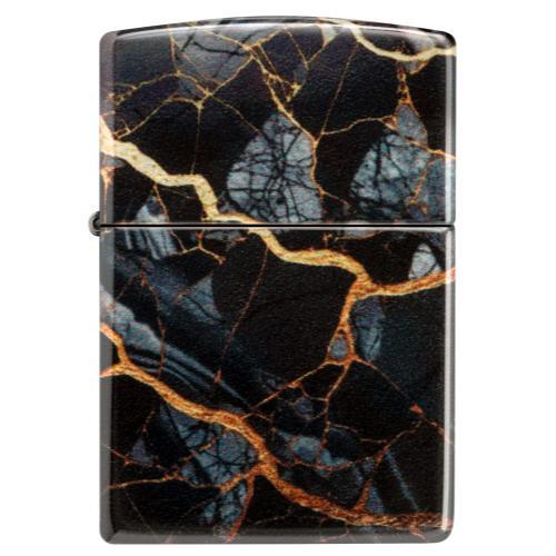 מצית זיפו שיש שחור זהב - ZIPPO