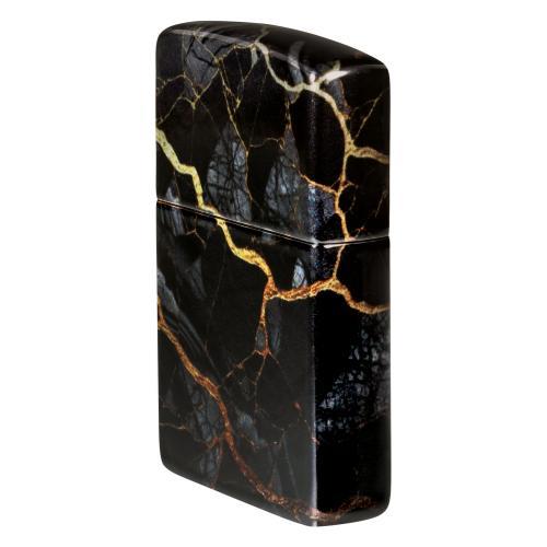 מצית זיפו שיש שחור זהב - ZIPPO