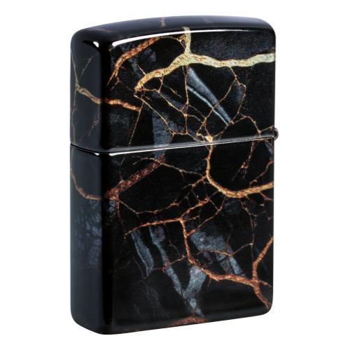 מצית זיפו שיש שחור זהב - ZIPPO