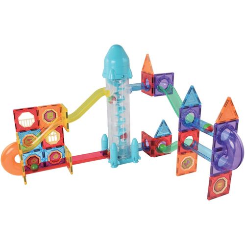 משחק הרכבה מגנטי בתלת מימד 102 חלקים עם מעלית כדורים חשמלית - פארק שעשועים בחלל