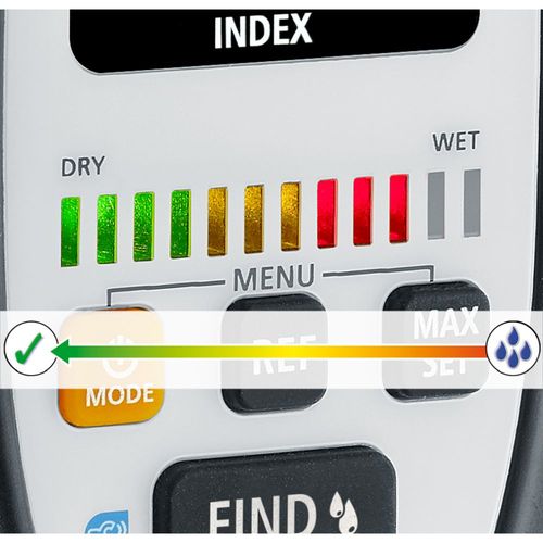 מד לחות אלקטרוני MultiWet-Finder Plus Laserliner 082.091A - מכשיר מדידה מקצועי לזיהוי נזקי לחות בקירות ורצפות עם תצוגה דיגיטלית וחיישן אקלים מובנה