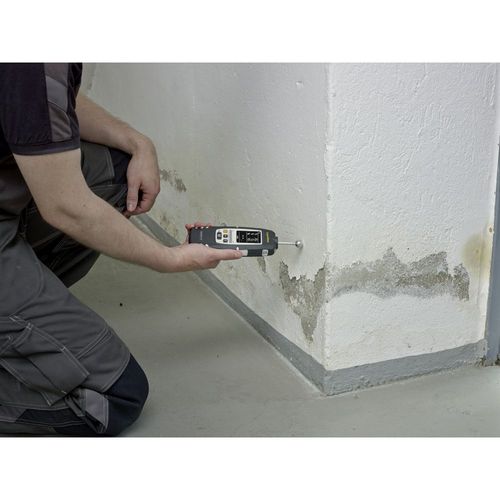 מד לחות אלקטרוני MultiWet-Finder Plus Laserliner 082.091A - מכשיר מדידה מקצועי לזיהוי נזקי לחות בקירות ורצפות עם תצוגה דיגיטלית וחיישן אקלים מובנה