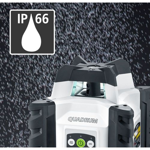 לייזר מסתובב Laserliner Quadrum Compact GT M300 S דגם 053.650A - מערכת לייזר ירוק מתקדמת עם מקלט מילימטרי ופונקציית מעקב אוטומטית לעבודות יישור מדויקות
