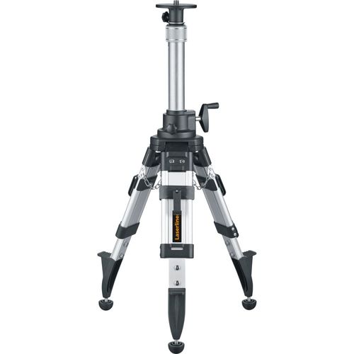 חצובה מקצועית Laserliner 080.26 עם מנגנון קרנק - מבט כללי על רקע לבן המציג את המבנה החזק והעיצוב המקצועי