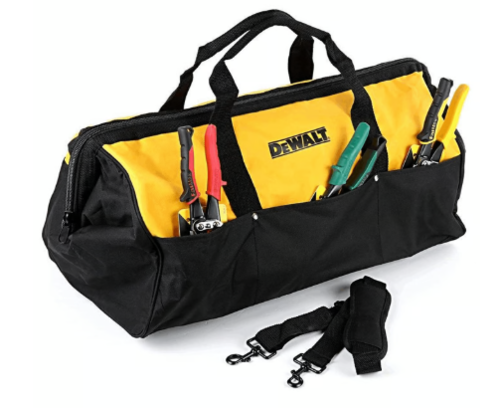 תיק כלי עבודה מקצועי מתוצרת דיוולט, עם תחתית קשיחה