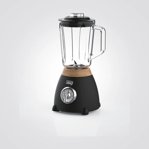 בלנדר חשמלי  זכוכית שחור+ עץ 500W