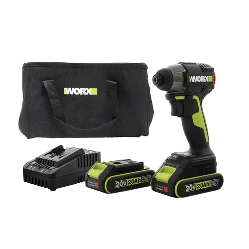 מברגת אימפקט 20V + זוג סוללות 2.0Ah + מטען ותיק נשיאה Worx WU292DS.1