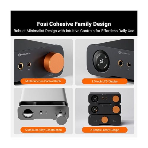 Fosi Audio ZH3 – ממיר DAC ומגבר אוזניות מאוזן שולחני 2-ב-1 באיכות Hi-Fi