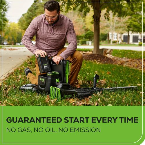מפוח עלים נישא GREENWORKS 80V PRO דגם 99569 - מנוע Brushless עם תא סוללות כפול ורתמת גב ארגונומית לעבודות גינון מקצועיות