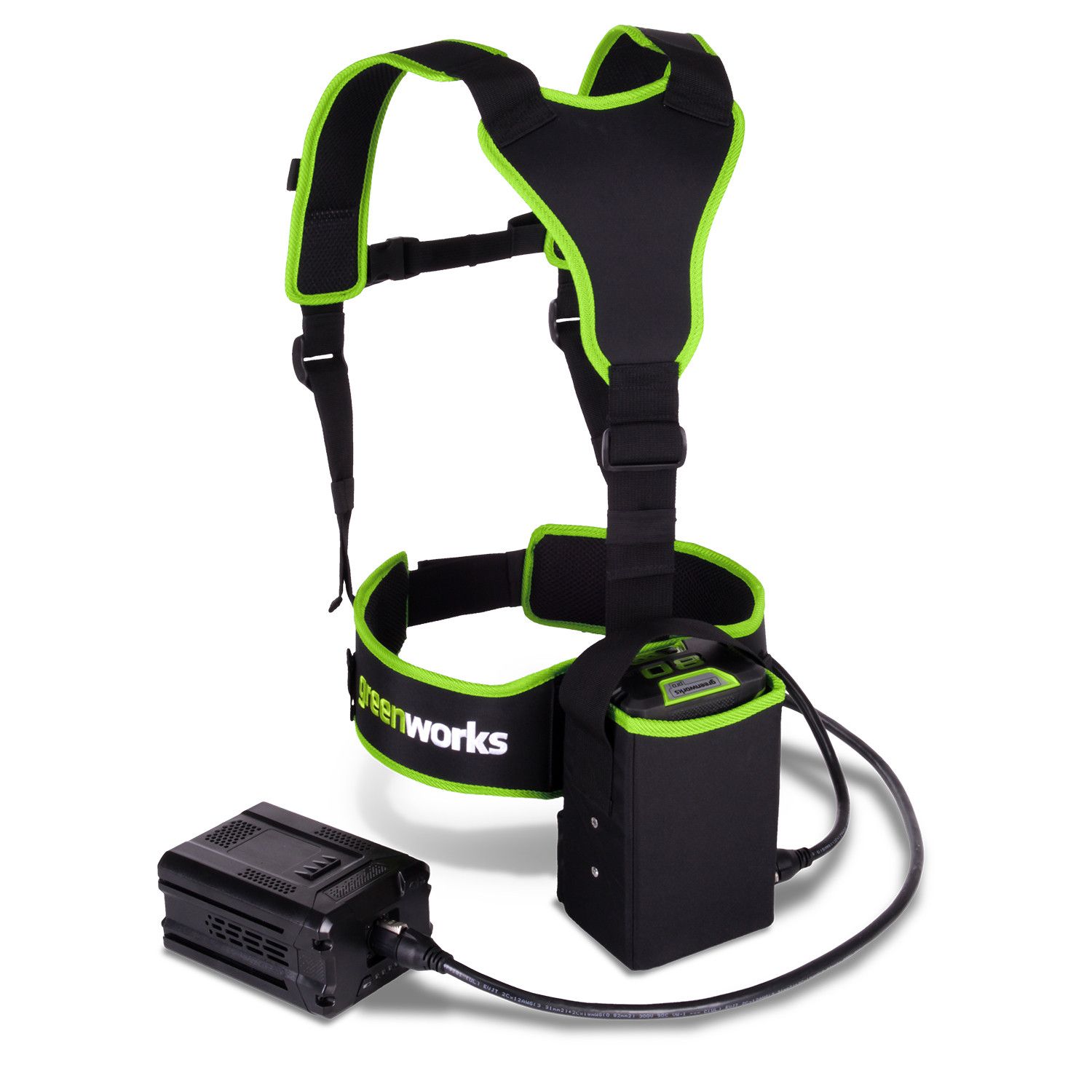 ווסט מקצועי נטען לנשיאת סוללה עם כבל 1.5 מטר - GREENWORKS 99555-1 80V