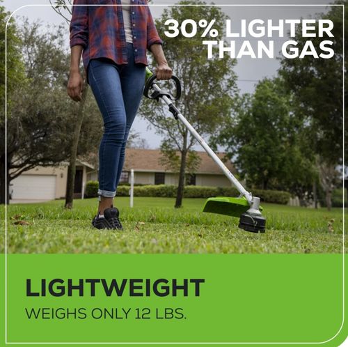חרמש קוצץ קנטים GREENWORKS 99532-2 48V Brushless - מכשיר מקצועי עם רוחב חיתוך 33ס״מ, ראש מתכוונן וידית ארגונומית לתחזוקת גינות