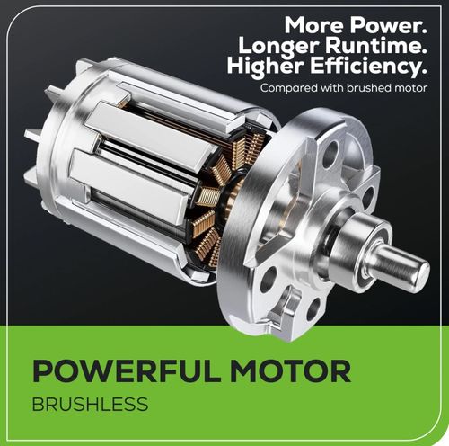 מסור אנכי נטען GREENWORKS 99776-3 עם מנוע Brushless - מבט על רקע לבן המציג את הכלי הנטען עם פנדל 3 מצבים וחיתוך מדויק בעץ ומתכת
