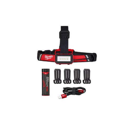 פנס ראש LED נטען 4V USB לקסדות בטיחות 600 לומנס  מבית Milwaukee דגם 2115-21 	