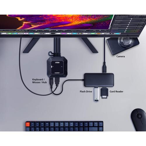 מתג KVM CS22H 2 Port 4K HDMI USB KVM מבית ATEN