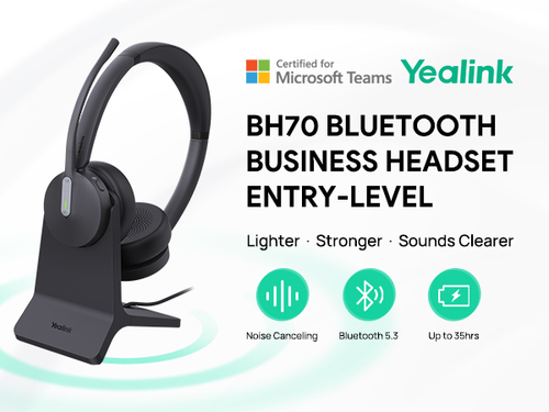 אוזניות Yealink BH70 Dual Teams with stand USB C/A