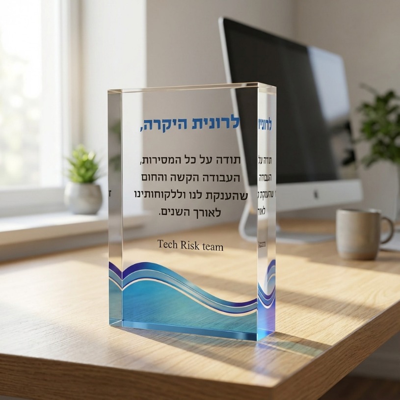 מגן אקרילי עבה עם הקדשה אישית - גודל 13-18