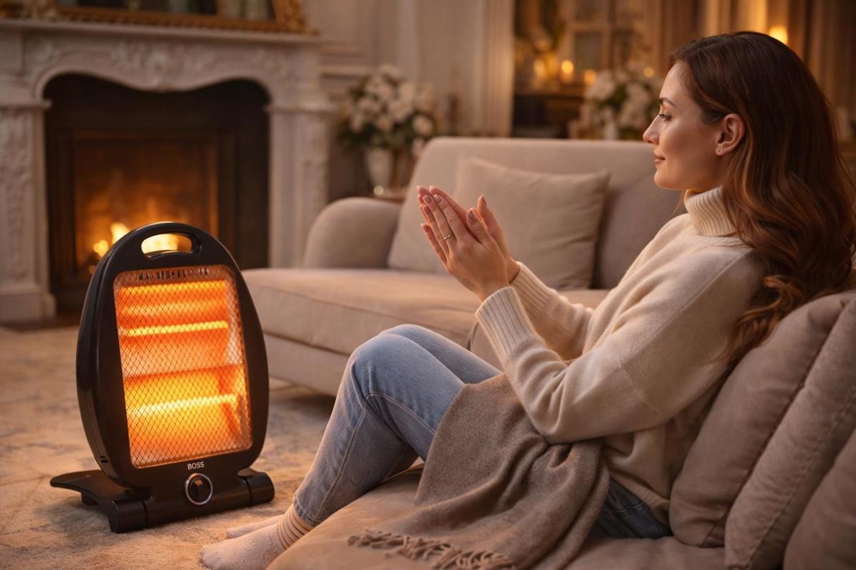 תנור חימום אינפרא 800W שחור לחימום מהיר ויעיל בבית ובמשרד