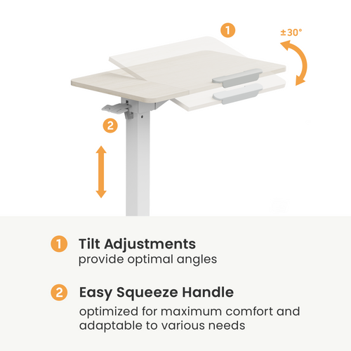 שולחן צד מתכוונן צבע שחור מט ושחור עמידה ישיבה עם גלגלים נסתרים כולל כיוון גובה Lumi Brateck FMT02-3 לומי שולחן סטנד אישי למחשב נייד 90902-807-89
