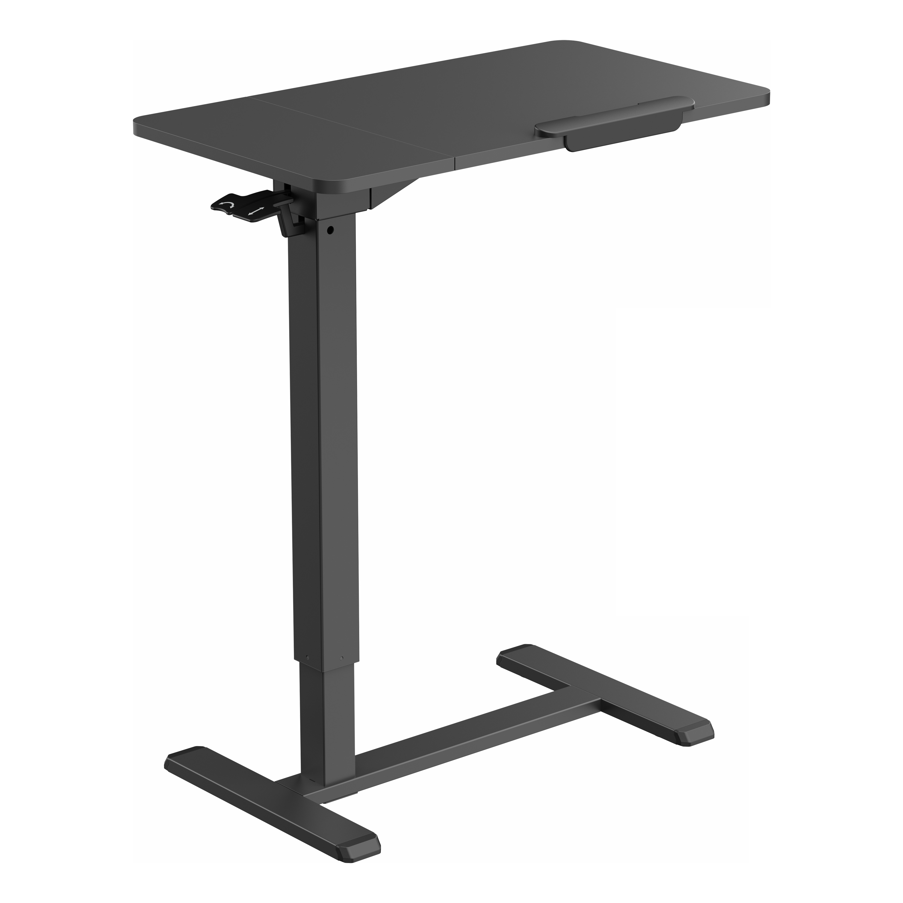 שולחן צד מתכוונן צבע שחור מט ושחור עמידה ישיבה עם גלגלים נסתרים כולל כיוון גובה Lumi Brateck FMT02-3 לומי שולחן סטנד אישי למחשב נייד 90902-807-89