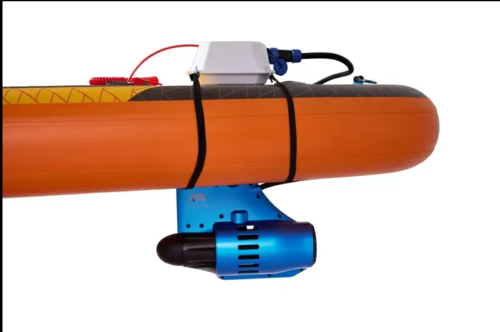 סאפ מתנפח עם מנוע חשמלי AMgo 330PFS+מנוע סנפיר בצבע כחול מבית AQUA MARINA