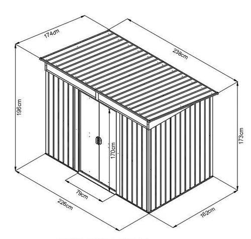 מחסן מתכת דגם Garden Top 2.38X1.74 PS68