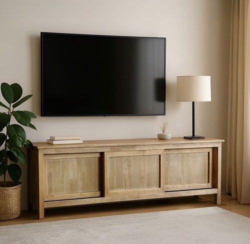 וינה – מזנון עץ 3 דלתות הזזה | טבעי