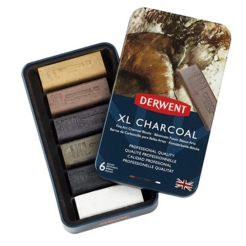 פחם צבעוני, 6 יח DERWENT XL CHARCOAL