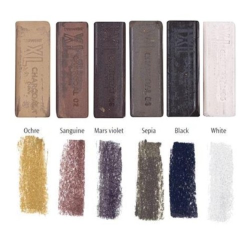 פחם צבעוני, 6 יח DERWENT XL CHARCOAL