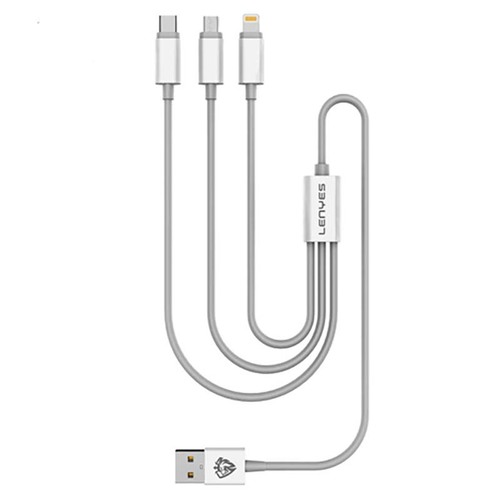 כבל טעינה 3 ב-1 (Type-C, Lightning, ו-Micro USB) המיועד לטעינה מהירה ונוחה של מגוון מכשירים אלקטרוניים