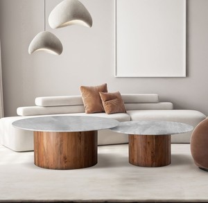 סידני | סט 2 שולחנות שיש עם בסיס עגול