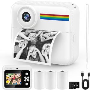 מצלמת סלפי דיגיטלית מדפיסה לילדים Full HD עם ממשק הפעלה, 3 גלילי נייר וטושים