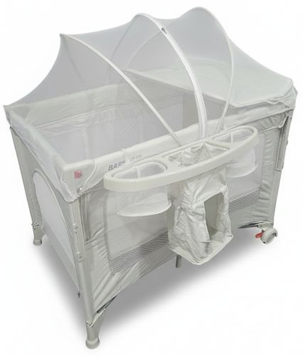 לול רשת 4 ב 1 Baby Hub לול, עריסה מתחברת, משטח החתלה ומיטת קמפינג עם דופן עולה / יורדת בייבי מישל