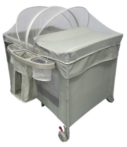 לול רשת 4 ב 1 Baby Hub לול, עריסה מתחברת, משטח החתלה ומיטת קמפינג עם דופן עולה / יורדת בייבי מישל
