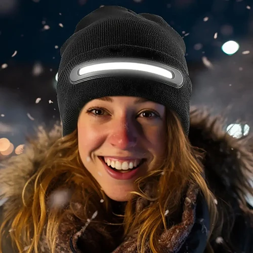 כובע צמר איכותי עם פס תאורת LED מובנה בעוצמה של 3W COB