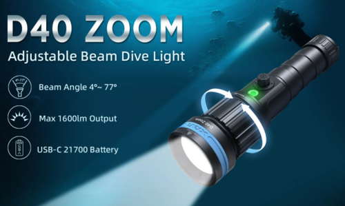 פנס צלילה D40 ZOOM 