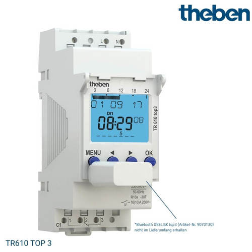 שעון שבת דיגיטלי ללוח תבן גרמניה שבועי יומי Theben TR610 TOP3