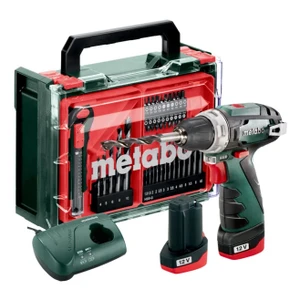 סט מברגה+מטען+2 סוללות +אביזרים METABO BS 12 