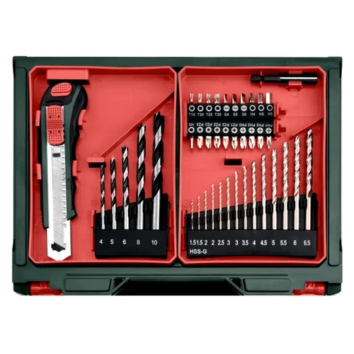 סט מברגה+מטען+2 סוללות +אביזרים METABO BS 12 