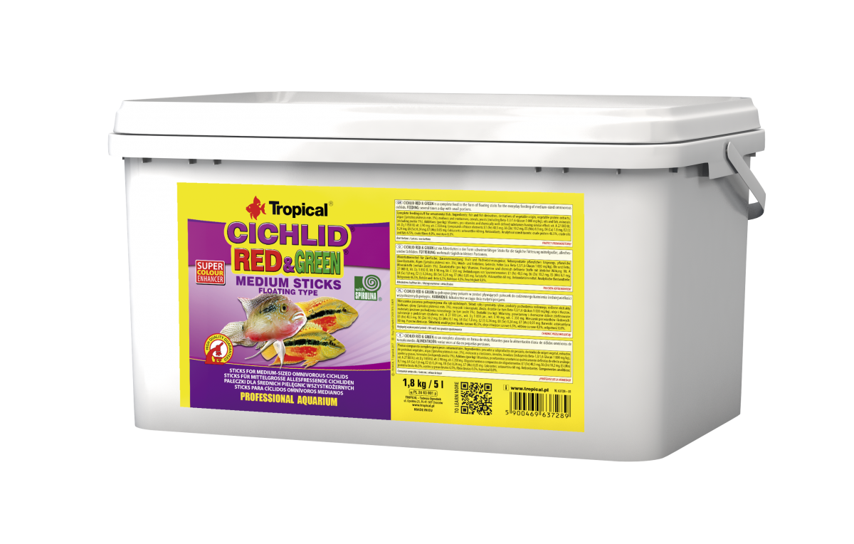 במבה ציקליד רד אנד גרין מדיום 5 ליטר Tropical Cichlid RED & GREEN Medium