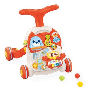 הליכון רב-שלבי לתינוק 4 ב 1 משולב שולחן פעילות, רכיבה בעמידה/ישיבה ומצב דחיפה - כתום