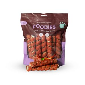 מארז גלילת כבש ועור בקר Foodies לכלב 1 ק"ג