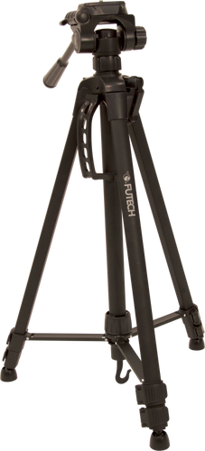 חצובה קלה FUTECH 092.160 ללייזר קווים - מבט כללי על רקע לבן המציג את המבנה המתכוונן והראש המתכוונן עם הברגה 1/4 אינץ' לשימוש מקצועי