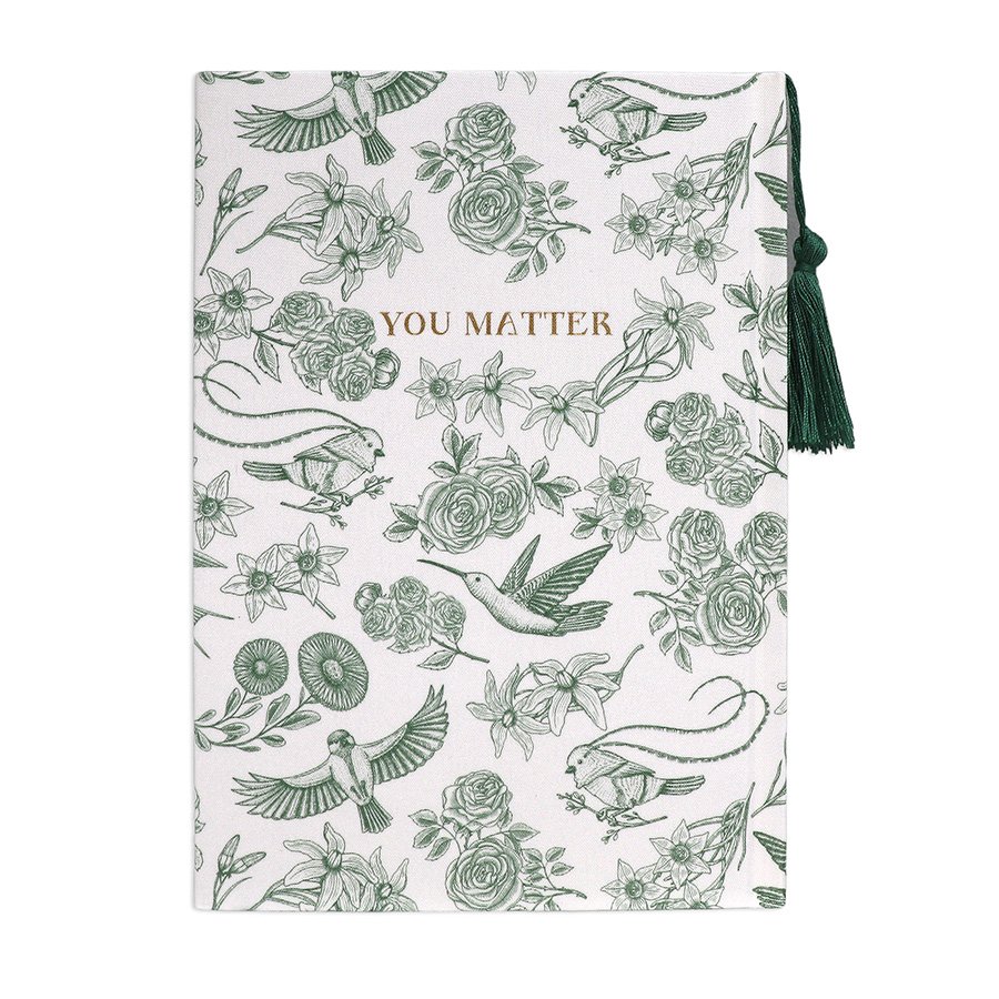 מחברת A5 כריכה קשה בד-  YOU MATTER ירוק