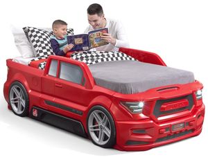 מיטת ילדים / נוער מעוצבת Turbocharged Twin Truck Bed עם מגירת אחסון ופנסי LED מאירים