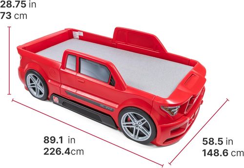 מיטת ילדים / נוער מעוצבת Turbocharged Twin Truck Bed עם מגירת אחסון ופנסי LED מאירים