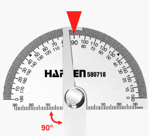 סרגל נירוסטה עם מד זוית 