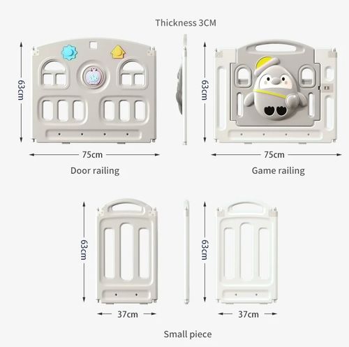 גדר פעילות פינגווין מפלסטיק 18 חלקים עם דלת נפתחת, סל קליעות, קיפול מהיר ומזרן מבודד - קפה XX-LARGE