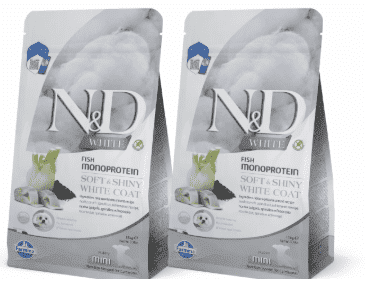 מארז זוג שקי מזון N&D White Dog לגורי מיני למניעת כתמי דמעות והלבנת הפרווה.