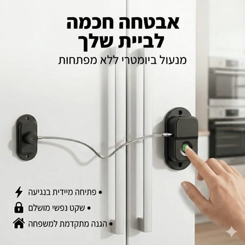 מנעול ביומטרי חכם לארונות ומקררים – פתיחה בטביעת אצבע