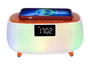 שעון משולב רמקול 16W איכותי וטעינה אלחוטית 